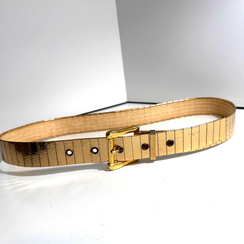 Vintage Gold Segmented Metallic Belt in Size S